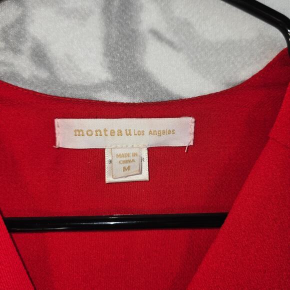 Monteau Los Angeles Women's Red Dress Blouse Size M - Picture 3 of 5